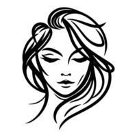 magnifique fille visage logo contour vecteur, maquillage logo, fille tête logo vecteur