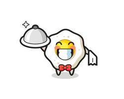 mascotte de personnage d'oeuf au plat en tant que serveurs vecteur