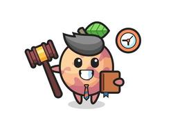 caricature de mascotte de pluot fruit en tant que juge vecteur