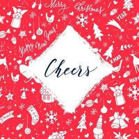 joyeux Noël et content Nouveau année salutation carte avec rouge et blanc Contexte vecteur