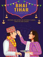 bhai tihar ou bhai tika Festival fête dans Népal. salutation carte conception modèle vecteur