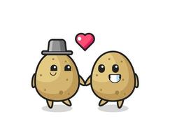 couple de personnage de dessin animé de pomme de terre avec un geste amoureux vecteur