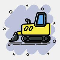 icône bulldozer avec piste. lourd équipement éléments. Icônes dans bande dessinée style. bien pour impressions, affiches, logo, infographies, etc. vecteur