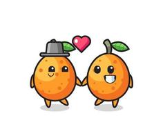 couple de personnage de dessin animé kumquat avec un geste amoureux vecteur