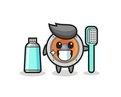 mascotte illustration de haut-parleur avec une brosse à dents vecteur