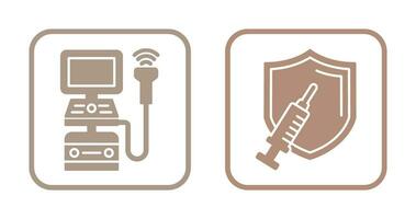 ultrason machine et vaccination icône vecteur