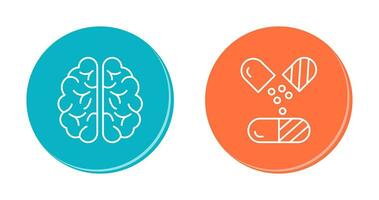 cerveau et capsule icône vecteur