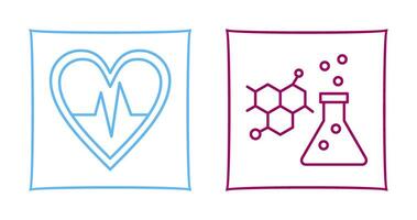 cardiogramme et chimie icône vecteur