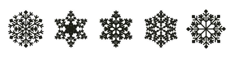 noir flocon de neige forme collection sur isolé Contexte. neige icône silhouette. vecteur illustration pour Contexte et décoration