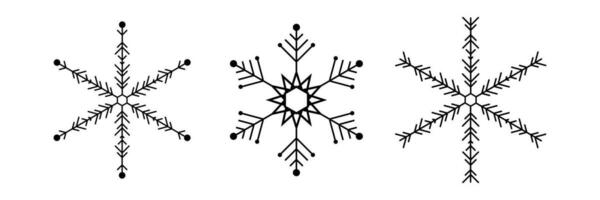 icône ensemble de flocon de neige isolé sur une blanc Contexte. noir contour symboles vecteur illustration pour arrière-plan, ventes, remises