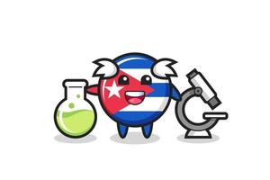 personnage mascotte de l'insigne du drapeau de cuba en tant que scientifique vecteur