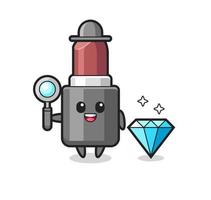 illustration du personnage de rouge à lèvres avec un diamant vecteur