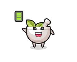 personnage mascotte bol à base de plantes avec un geste énergique vecteur
