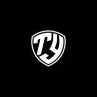 ty initiale lettre dans moderne concept monogramme bouclier logo vecteur