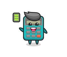 personnage mascotte calculatrice avec geste énergique vecteur