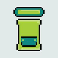 une pixel art illustration de une vert et bleu récipient vecteur