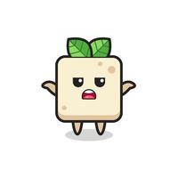 personnage de mascotte de tofu disant je ne sais pas vecteur