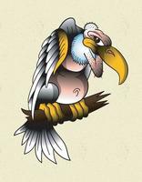 tatouage de vautour old school vecteur