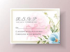 beau modèle d'invitation de mariage aquarelle floral vecteur