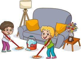 vecteur illustration de les enfants Faire divers travaux ménagers.