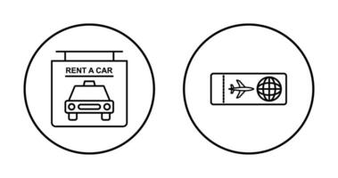 location une voiture et avion des billets icône vecteur