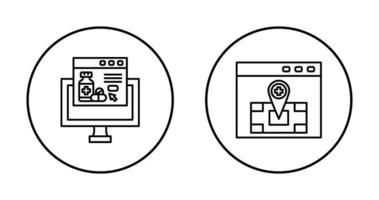 en ligne boutique et emplacement icône vecteur