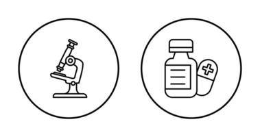 microscope et pilule icône vecteur