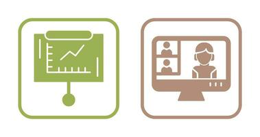 ligne graphique et conférence vidéo appel icône vecteur