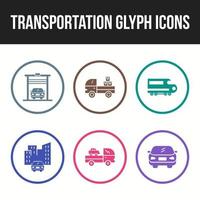 jeu d'icônes d'icône de glyphe de transport unique vecteur