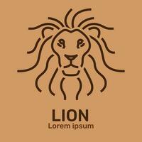 Lion tête logo, icône sur marron Contexte. vecteur conception illustration.