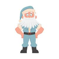 Père Noël claus avec une gros blanc barbe dans une bleu Nouveau années costume. dessin animé style vecteur