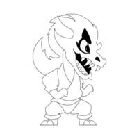 mystique shaolin guerrier dans le forme de une chinois dragon dessin animé personnage. coloration style vecteur