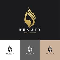 Logo de salon de beauté de cheveux de luxe mis en illustration design graphique vectoriel