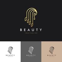 Logo de salon de beauté de cheveux de luxe mis en illustration design graphique vectoriel
