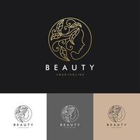 Logo de salon de beauté de cheveux de luxe mis en illustration design graphique vectoriel