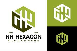 Facile unique lettre nh hexagone logo conception vecteur symbole icône illustration