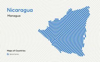 abstrait carte de Nicaragua dans une cercle spirale modèle avec une Capitale de Managua. Latin Amérique ensemble vecteur