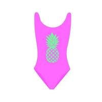 maillot de bain rose avec imprimé ananas. vecteur