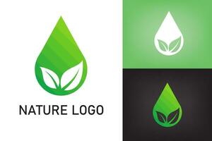 abstrait logo vert la nature feuilles avec laissez tomber l'eau. conception concept écologie, environnement vecteur