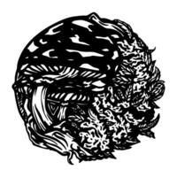 incroyable vecteur clipart, unique dégoulinant icône grouper. noir et blanc champignons vecteur illustration. plat icône champignons isolé sur blanc Contexte