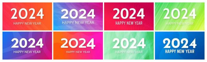 2024 content Nouveau année sur coloré arrière-plans vecteur