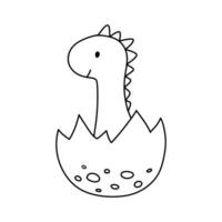 mignonne peu bébé dinosaure dans œuf. vecteur contour griffonnage illustration isolé sur blanc Contexte pour puéril coloration livre