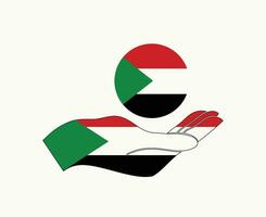 Soudan drapeau emblème et main symbole abstrait milieu est pays vecteur illustration conception