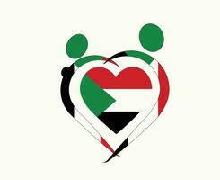 Soudan drapeau cœur emblème abstrait symbole vecteur illustration conception