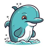 dessin animé dauphin. vecteur illustration de une mignonne dessin animé dauphin natation.