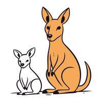 kangourou et bébé kangourou. dessin animé vecteur illustration.