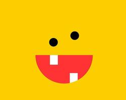 symbole vectoriel d'icône de sourire d'emoji sur le fond jaune. fond d'écran de personnage de dessin animé de visage souriant.