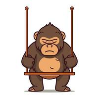 chimpanzé sur une balançoire. vecteur illustration dans dessin animé style