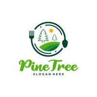pin arbre avec nourriture logo conception vecteur. Créatif pin arbre logo concepts modèle vecteur