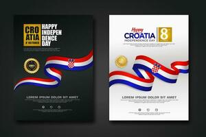 ensemble affiche conception Croatie content indépendance journée Contexte modèle vecteur